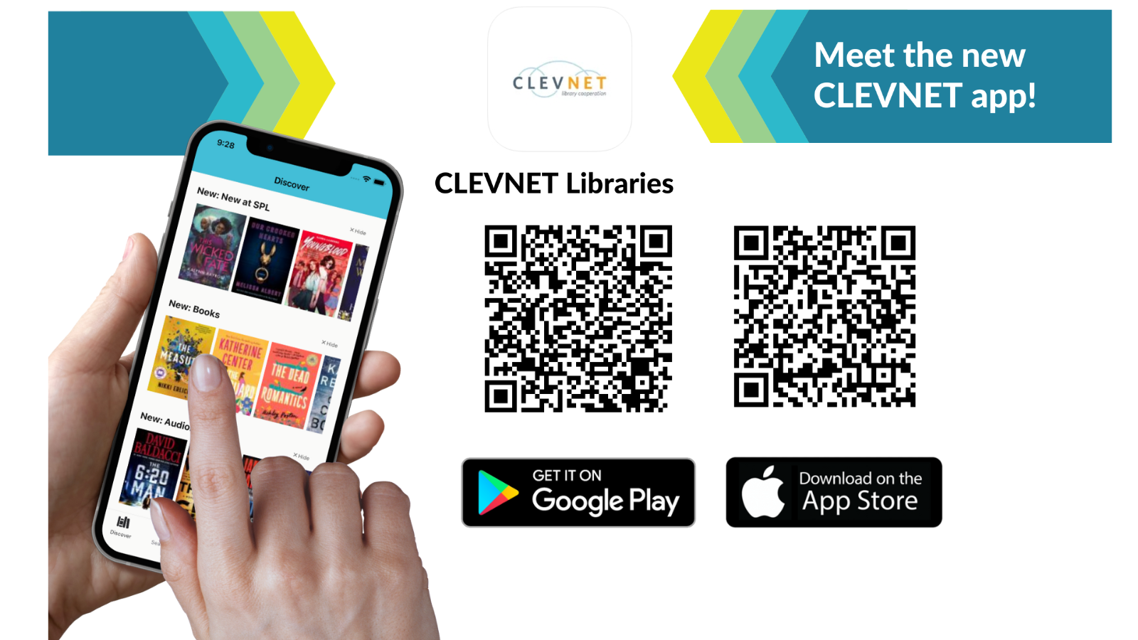 meet the new CLEVNET app QR codes to download