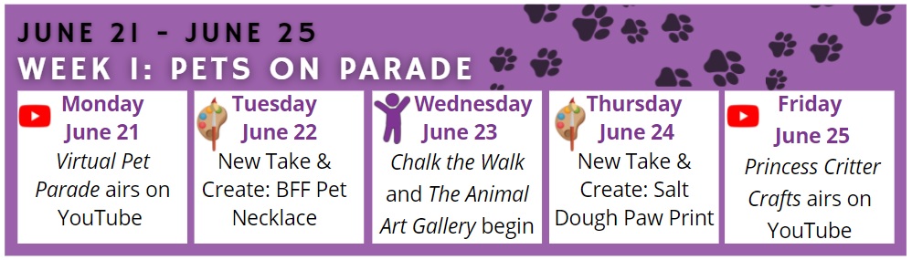 Week one calendar: Pets on Parade