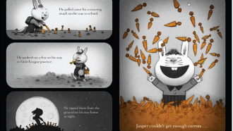 Screenshot of the virtual storytime of Creepy Carrots by Aaron Reynolds