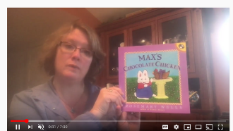 Screenshot of virtual storytime of Max's Chocolate Chicken by Rosemary Wells
