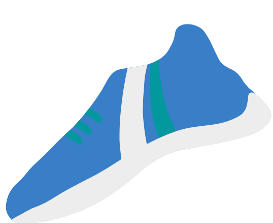 cartoon drawing of a blue tennis shoe